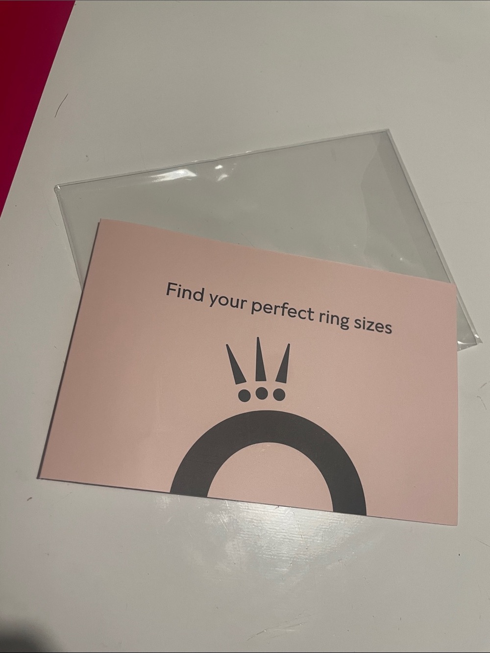 Pandora Pink Ring Size Guide Card